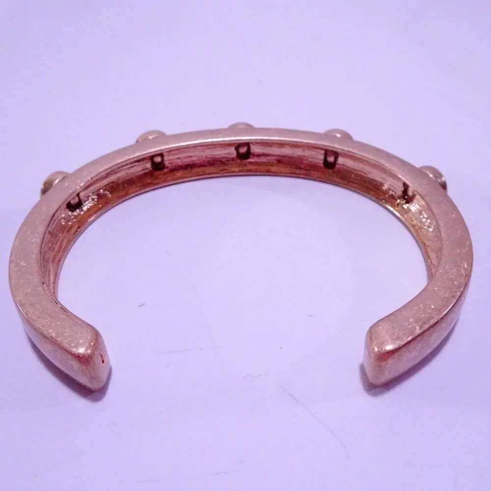 J.Crew Women's Matte Gold Blue Lapis Stone Cuff Bracelet NWOT 68
